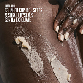 Sol de Janeiro scrub used on legs before and after showing refined skin benefit