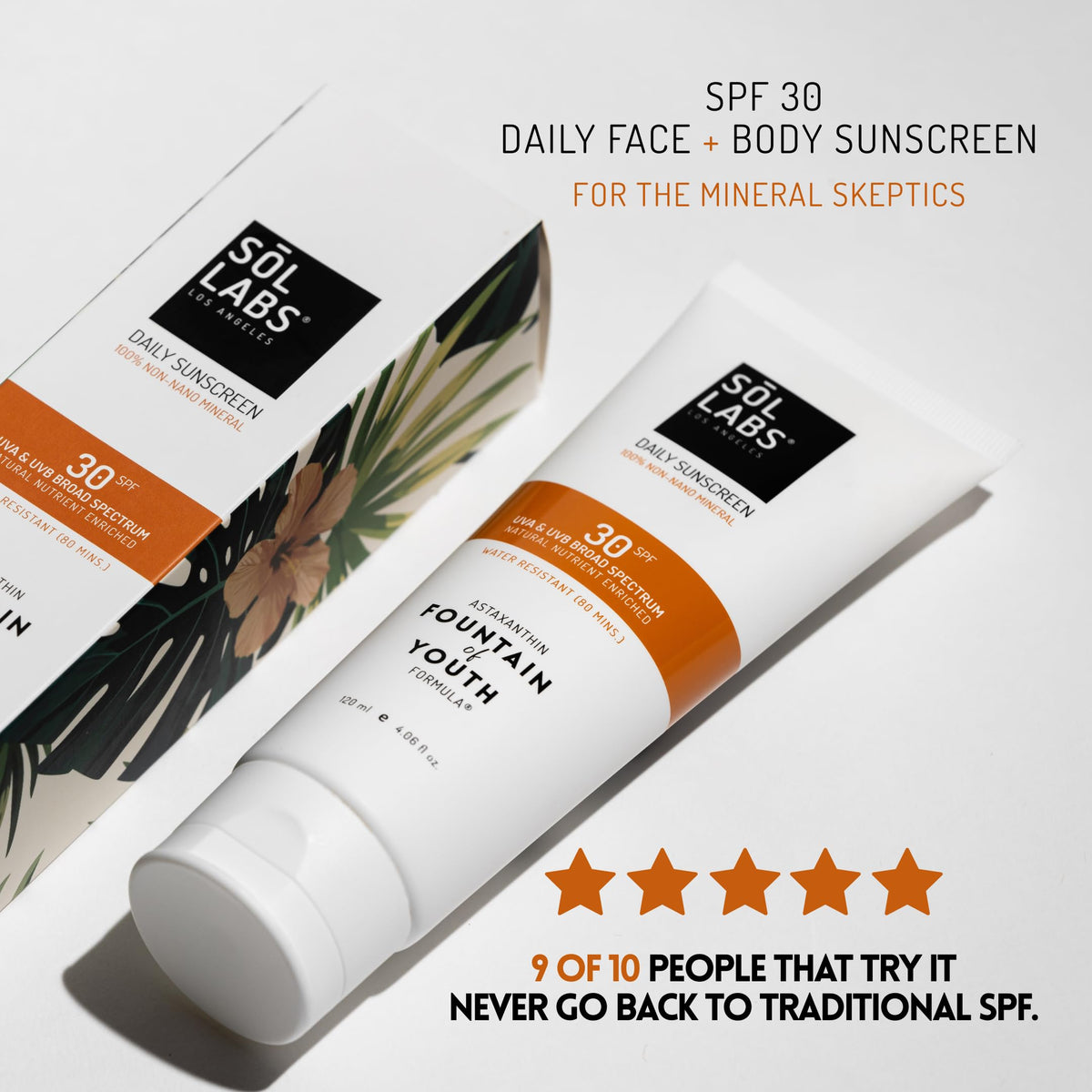 SOL LABS sunscreen spread on hand to show blendability and no white cast