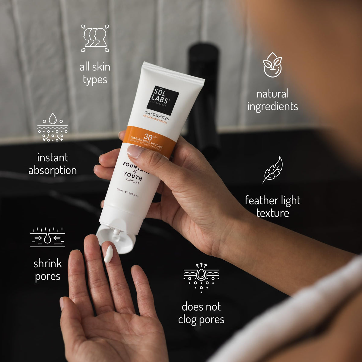 SOL LABS ingredient focus with niacinamide and astaxanthin for skin benefits