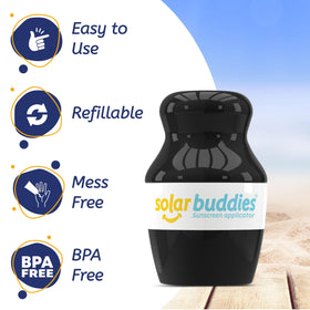 Solar Buddies applying on child arm, quick mess-free application benefit