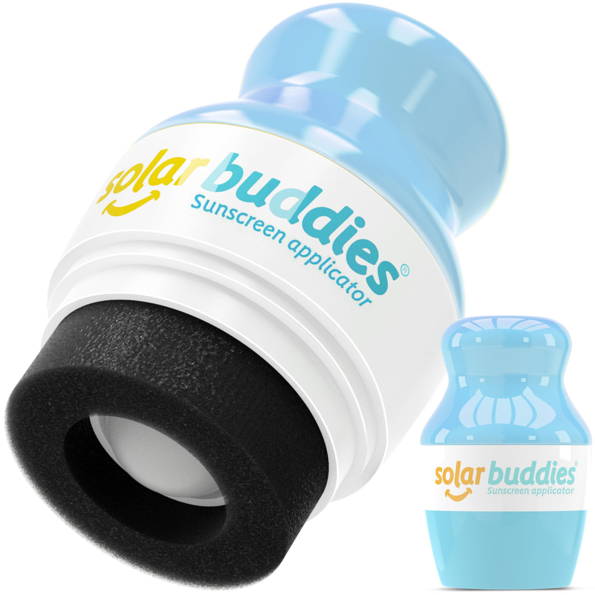 Solar Buddies front view of full pink refillable applicator shows travel-ready design