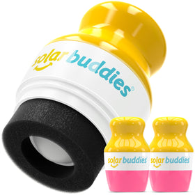 Solar Buddies front view pink duo showing packaging and travel-ready design benefit