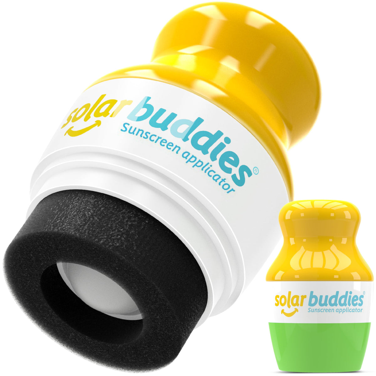 Solar Buddies front view showing refillable bottle and cap for easy travel