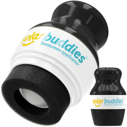 Solar Buddies front view showing full black applicator, neat travel dispensing benefit