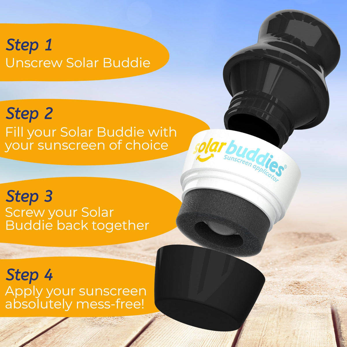 Solar Buddies refill demonstration with open neck, easy-to-refill benefit