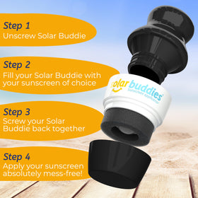 Solar Buddies refill demonstration with open neck, easy-to-refill benefit