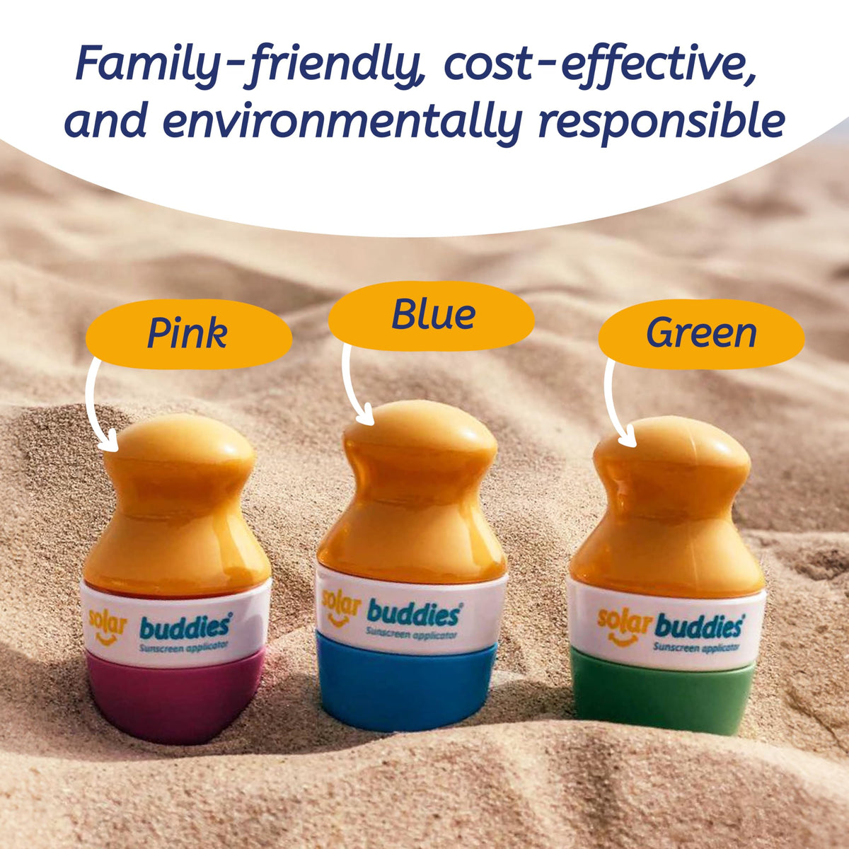Solar Buddies layout showing replaceable sponge heads and reusable lid for savings