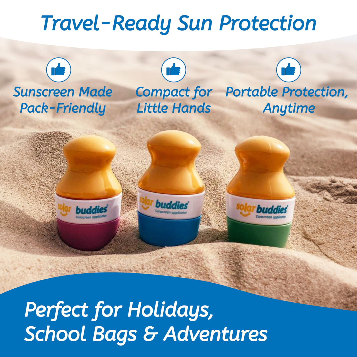Solar Buddies replaceable heads laid out to highlight sustainability and savings