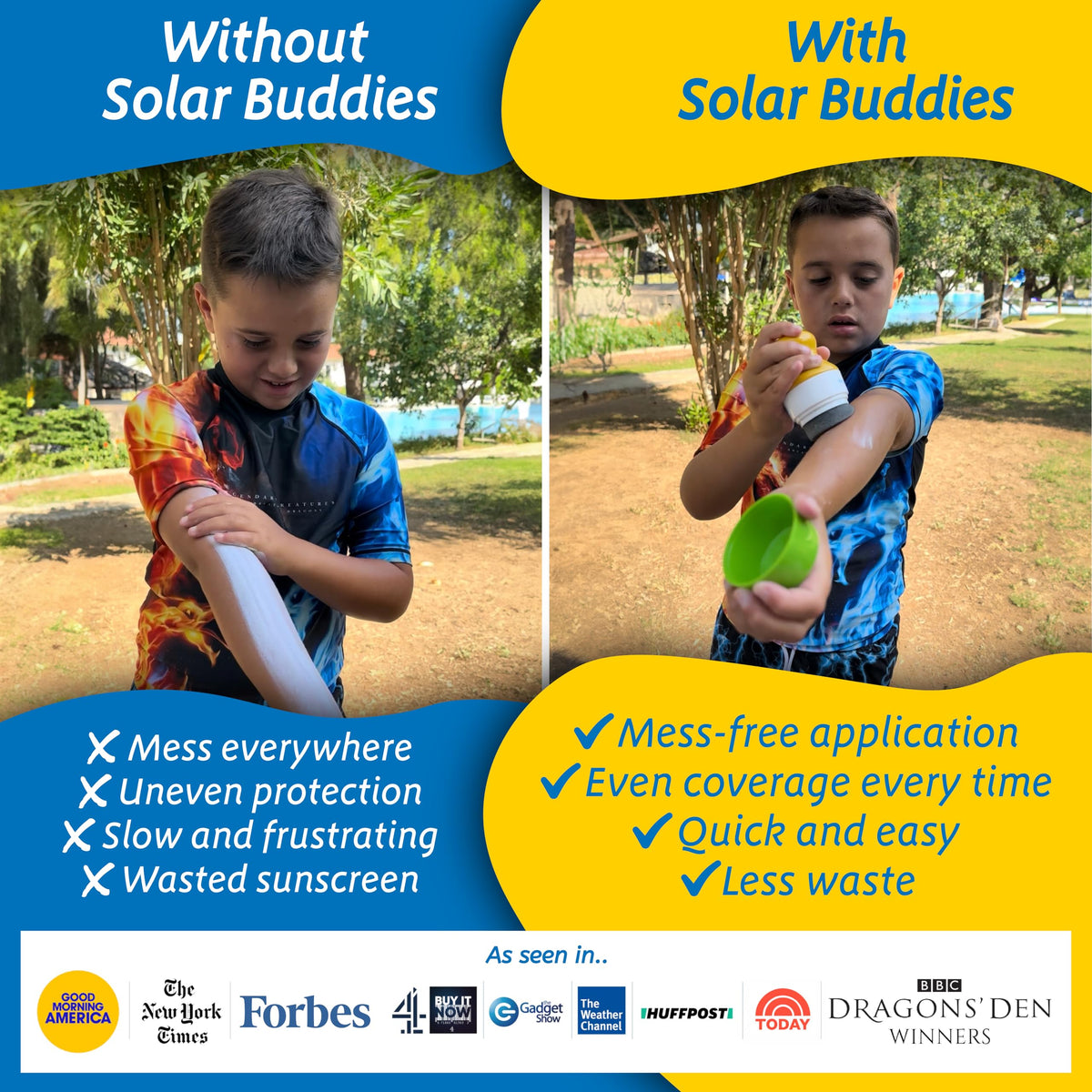 Solar Buddies roller-ball detail enabling controlled, even sunscreen application