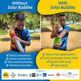 Solar Buddies roller-ball detail enabling controlled, even sunscreen application