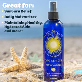 Solar Recover mist applying to skin for quick hydration and non-greasy feel