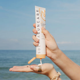 Solara Suncare ingredient label close-up showing clean ingredient transparency