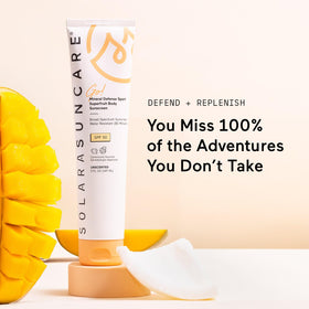 Solara Suncare dispensing lotion from bottle showing easy application benefit