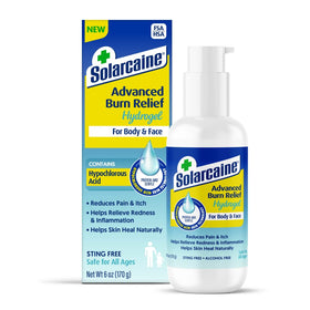 Solarcaine front packaging showing 6 oz gel and cooling benefit