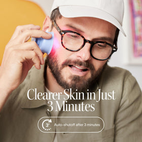 Solawave used on cheek to reduce redness with fast three-minute sessions