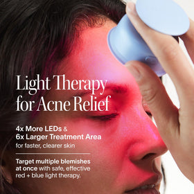 Solawave detailed LED array highlighting blue and red lights for calmer skin