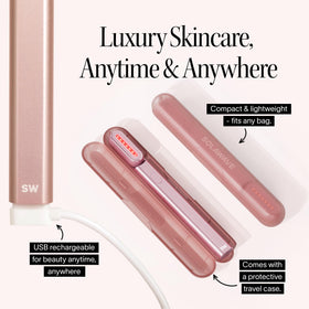 Solawave placed on a vanity to show lifestyle use and daily skincare integration