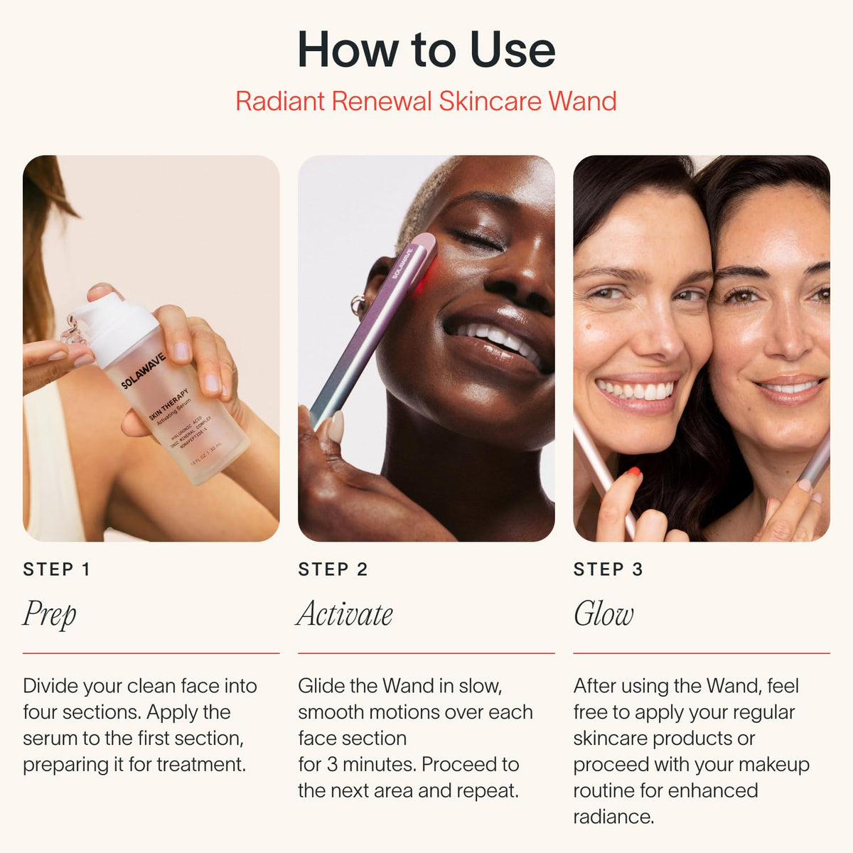 Solawave vanity setup showing serum integrated into daily skincare routine