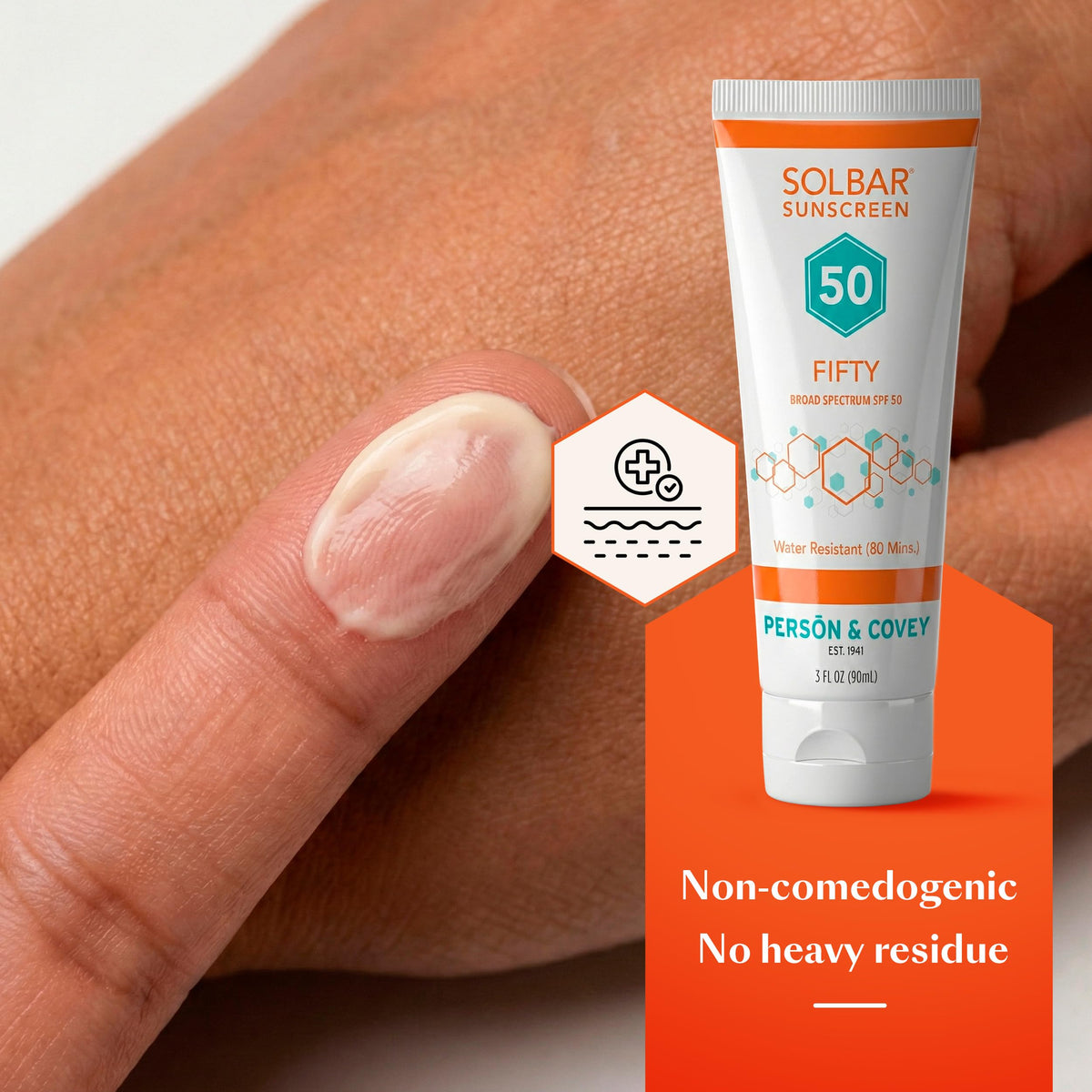 Solbar Fifty label closeup showing avobenzone active ingredient detail