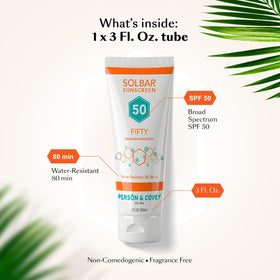 Solbar Fifty cream texture closeup showing hydrating quick absorption