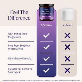 Solinia ingredients label highlighting USA magnesium and clean ingredient transparency