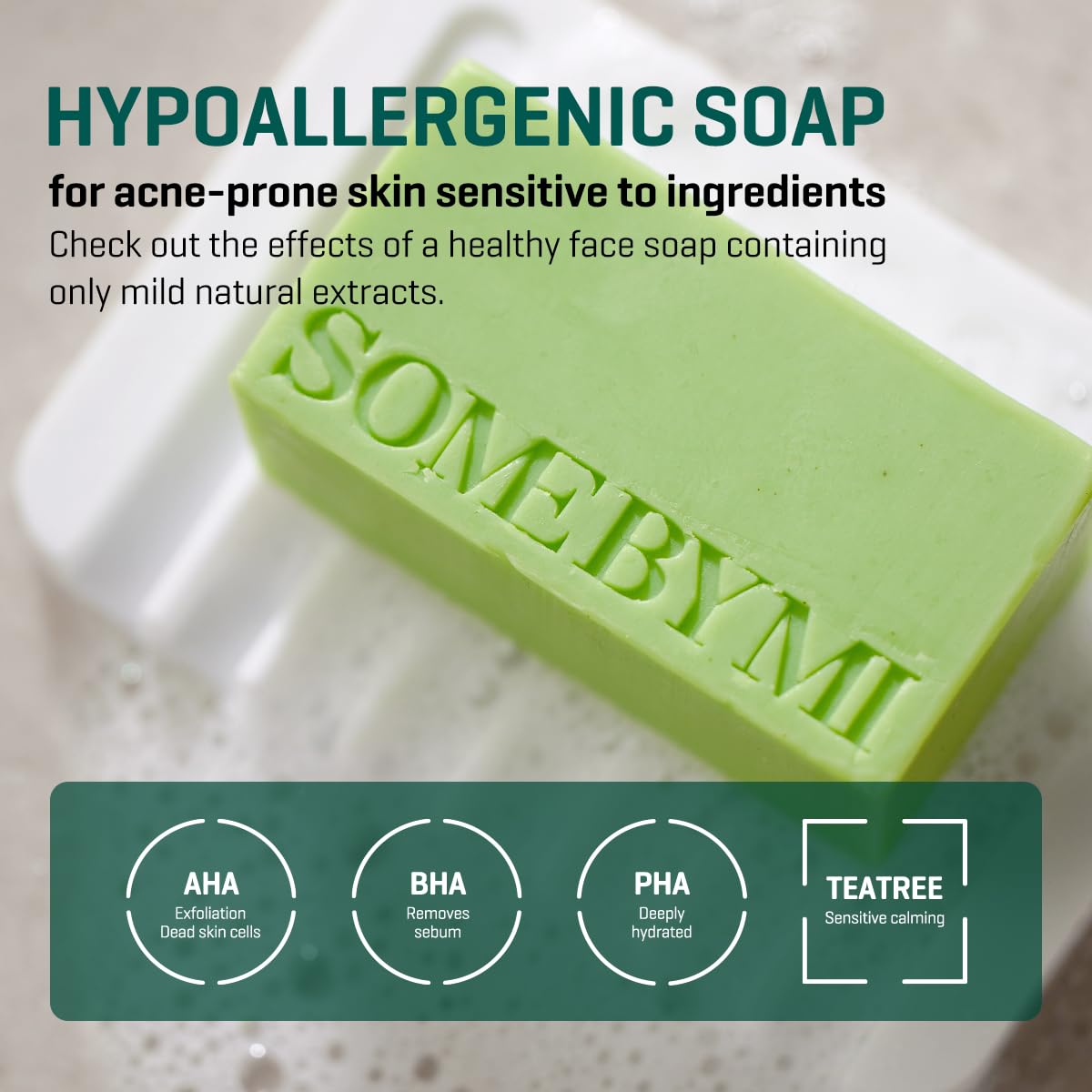 SOME BY MI cleansing bar in hand demonstrating easy daily use