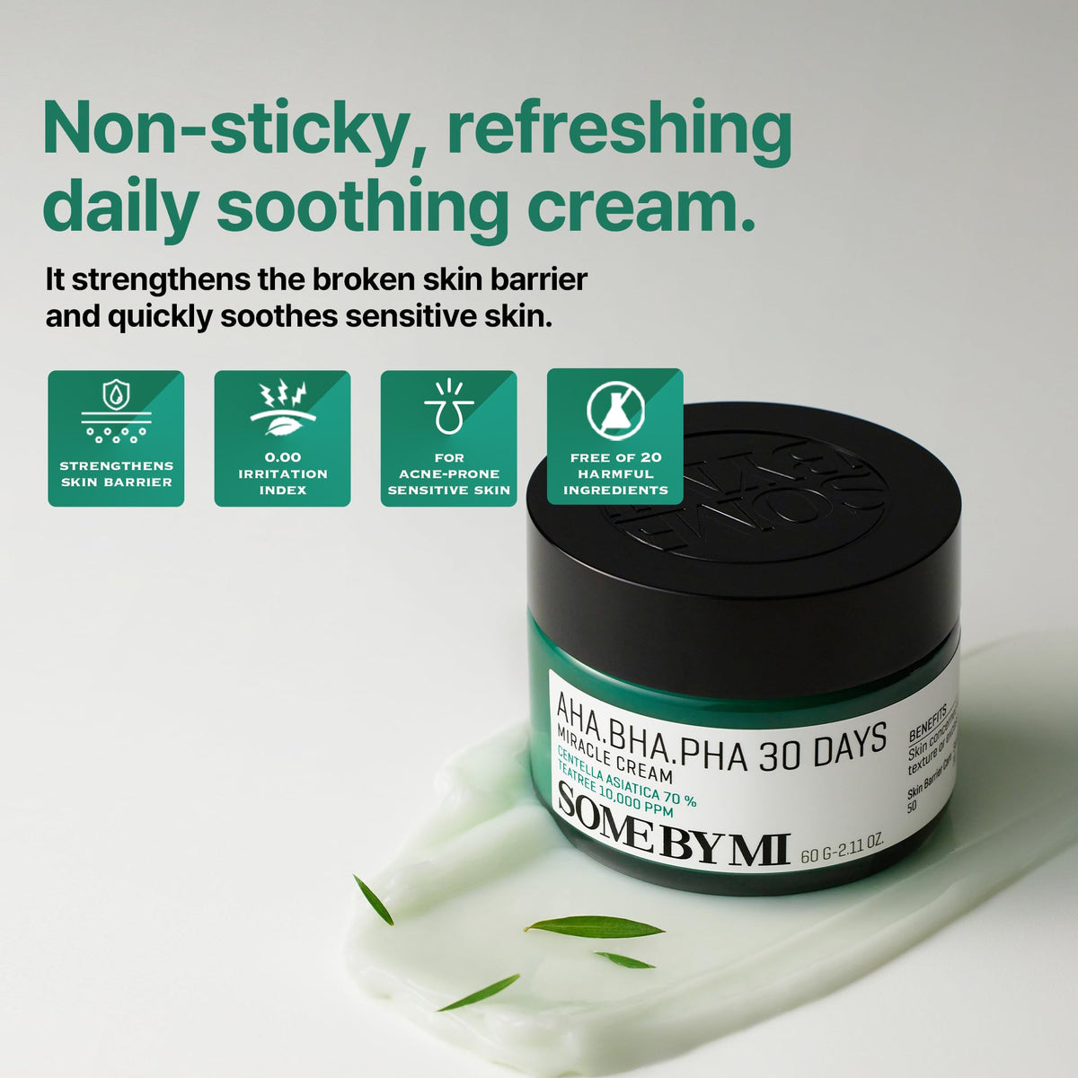 SOME BY MI open jar close-up texture showing smooth, lightweight cream for hydration