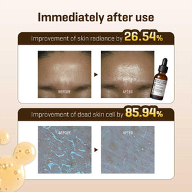 SOME BY MI before and after swatch showing improved skin radiance
