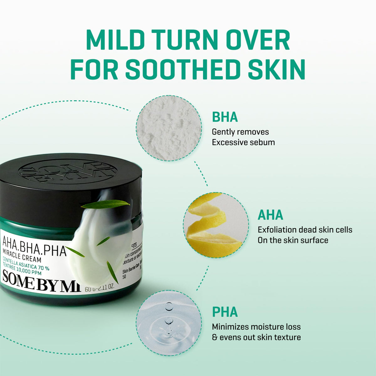 SOME BY MI label close-up highlighting active ingredients and clarifying benefit