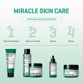 SOME BY MI in a bathroom routine scene promoting calming daily skincare