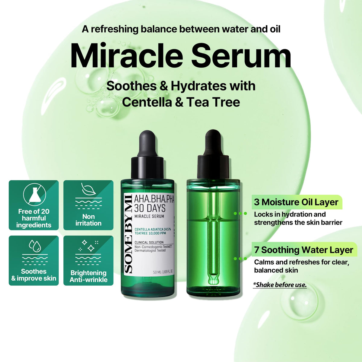 SOME BY MI dropper dispensing serum demonstrating precise application and control