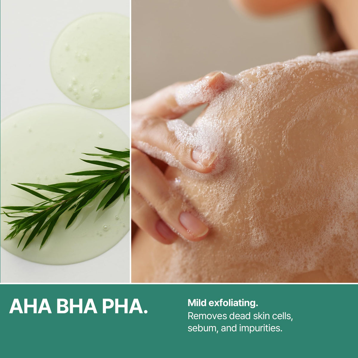 SOME BY MI tea tree leaf ingredient close-up highlighting soothing benefit