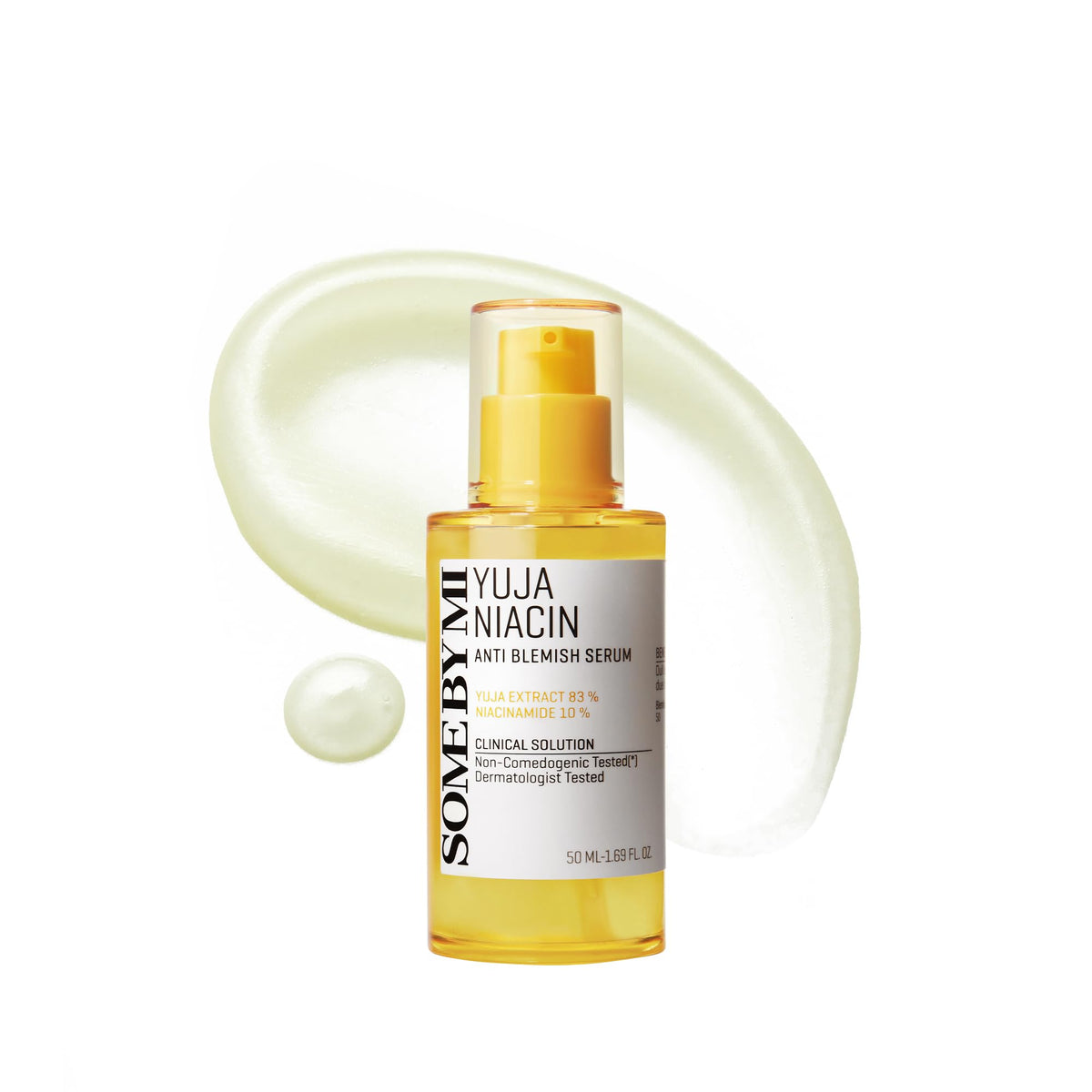 SOME BY MI front bottle view showing sleek serum packaging and product benefits