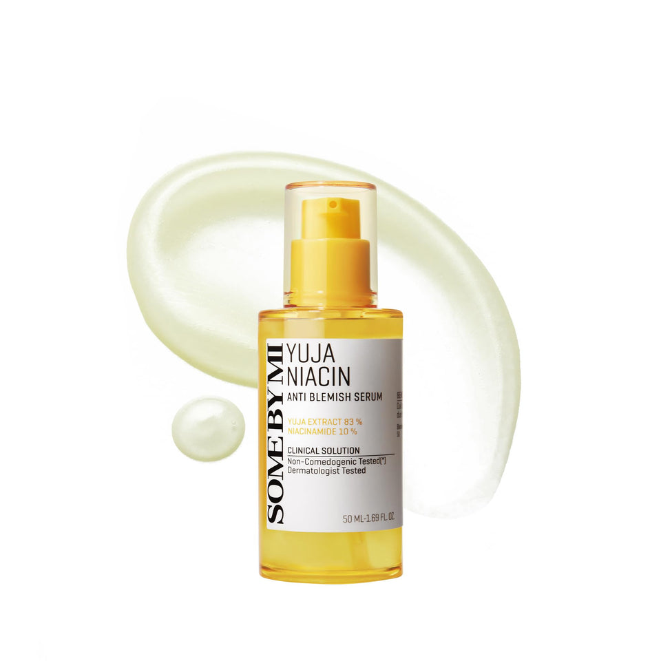 SOME BY MI front bottle view showing sleek serum packaging and product benefits