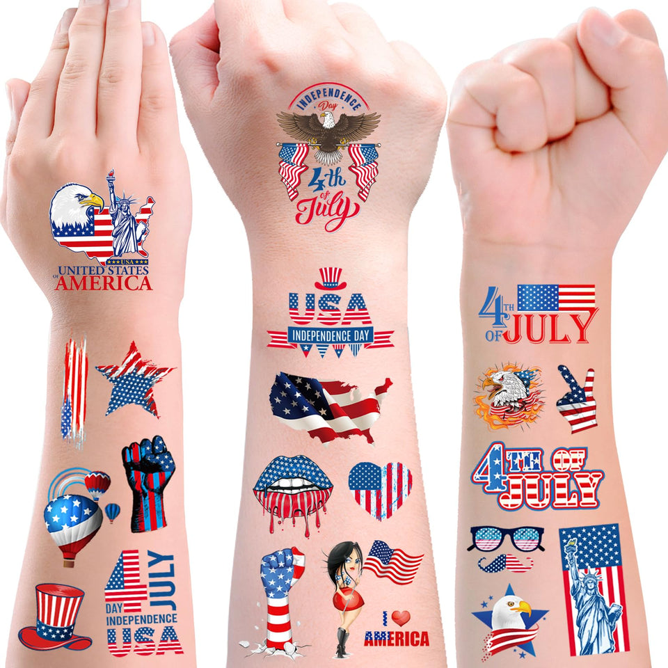 SOMUAERT front packaging showing patriotic tattoo assortment for easy gifting