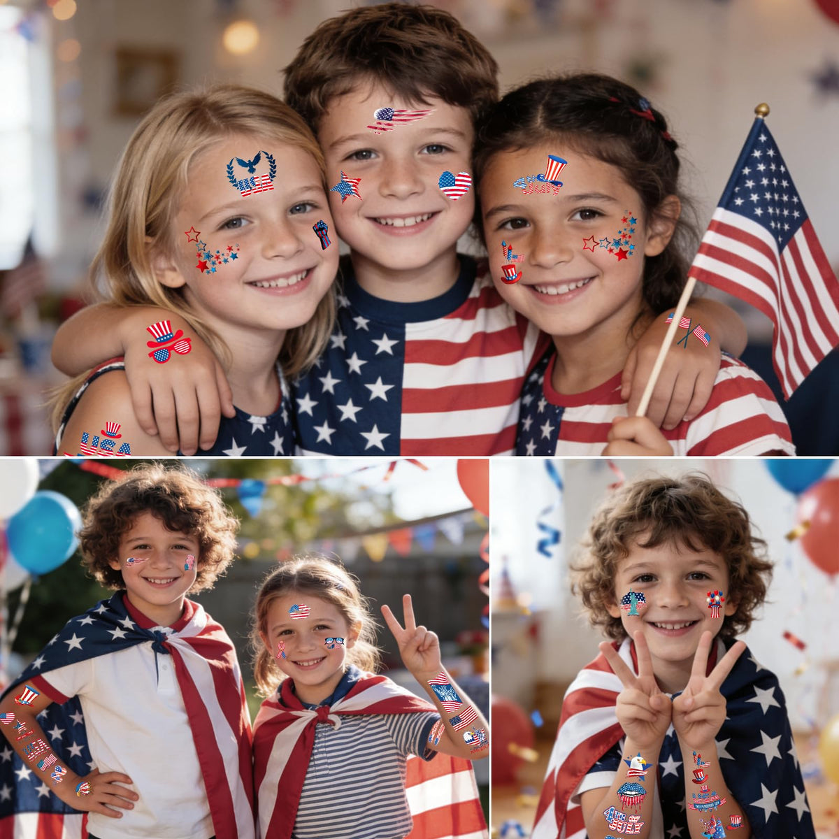 SOMUAERT assortment layout of flags stars and fireworks offering variety