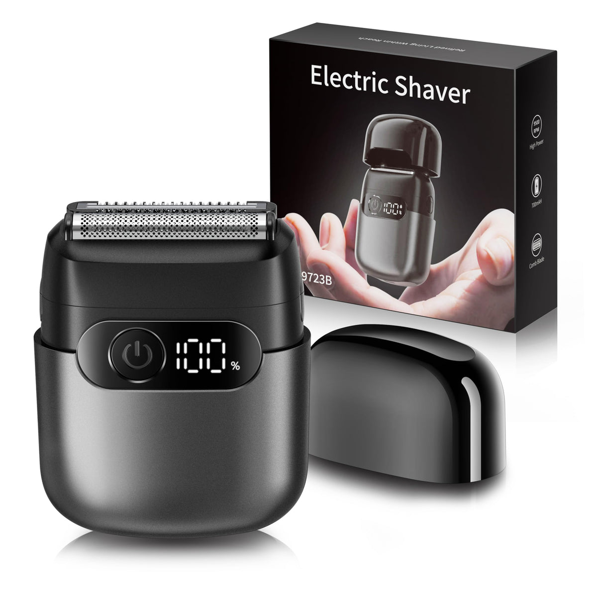 Sonatraxs front view showing foil shaver and compact design for easy grooming