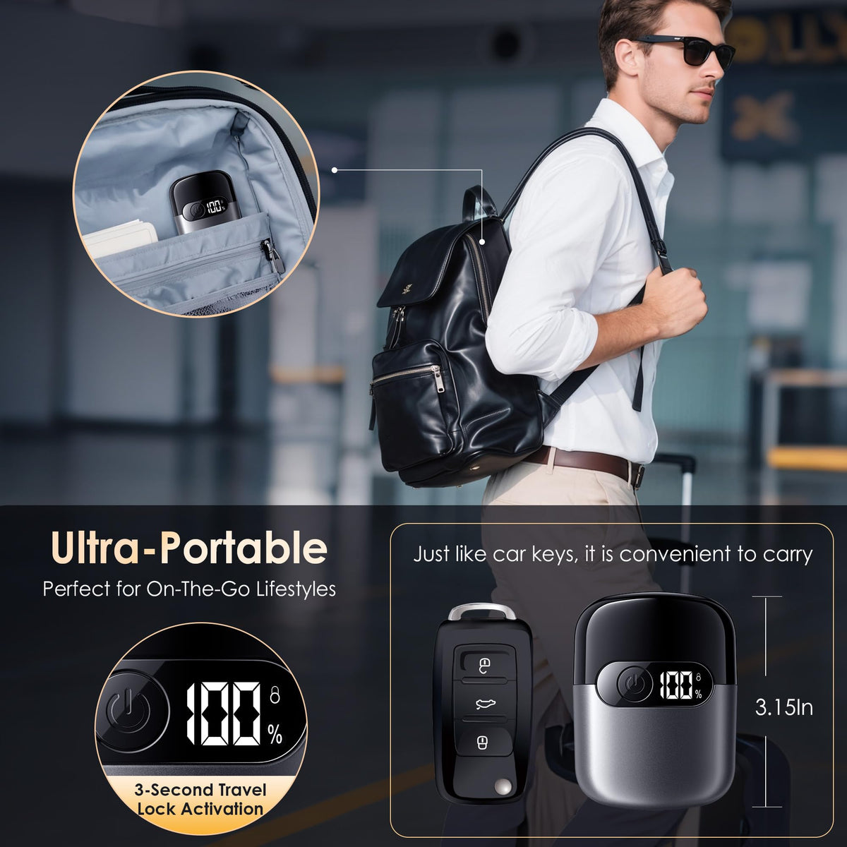Sonatraxs USB-C port and LED indicator for fast charging and runtime visibility