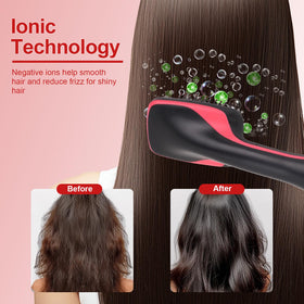 Sonew brush dryer in use on long hair delivering smoother, shinier finish