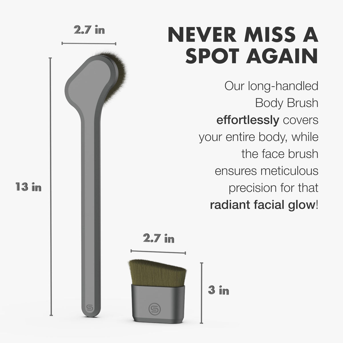 SONN brush size scale next to hand illustrating grip and proportion benefits