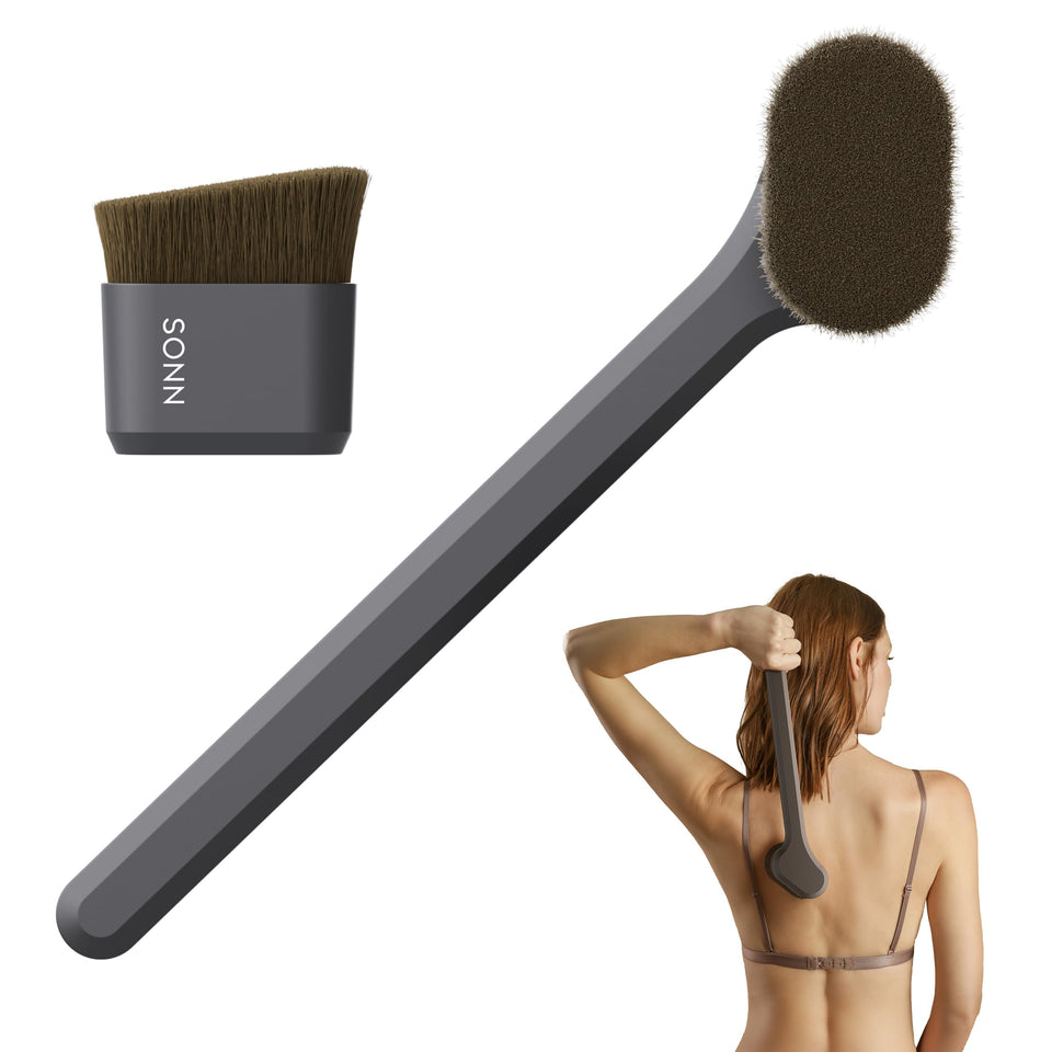 SONN kabuki face brush front view showing dense bristles and precise blending