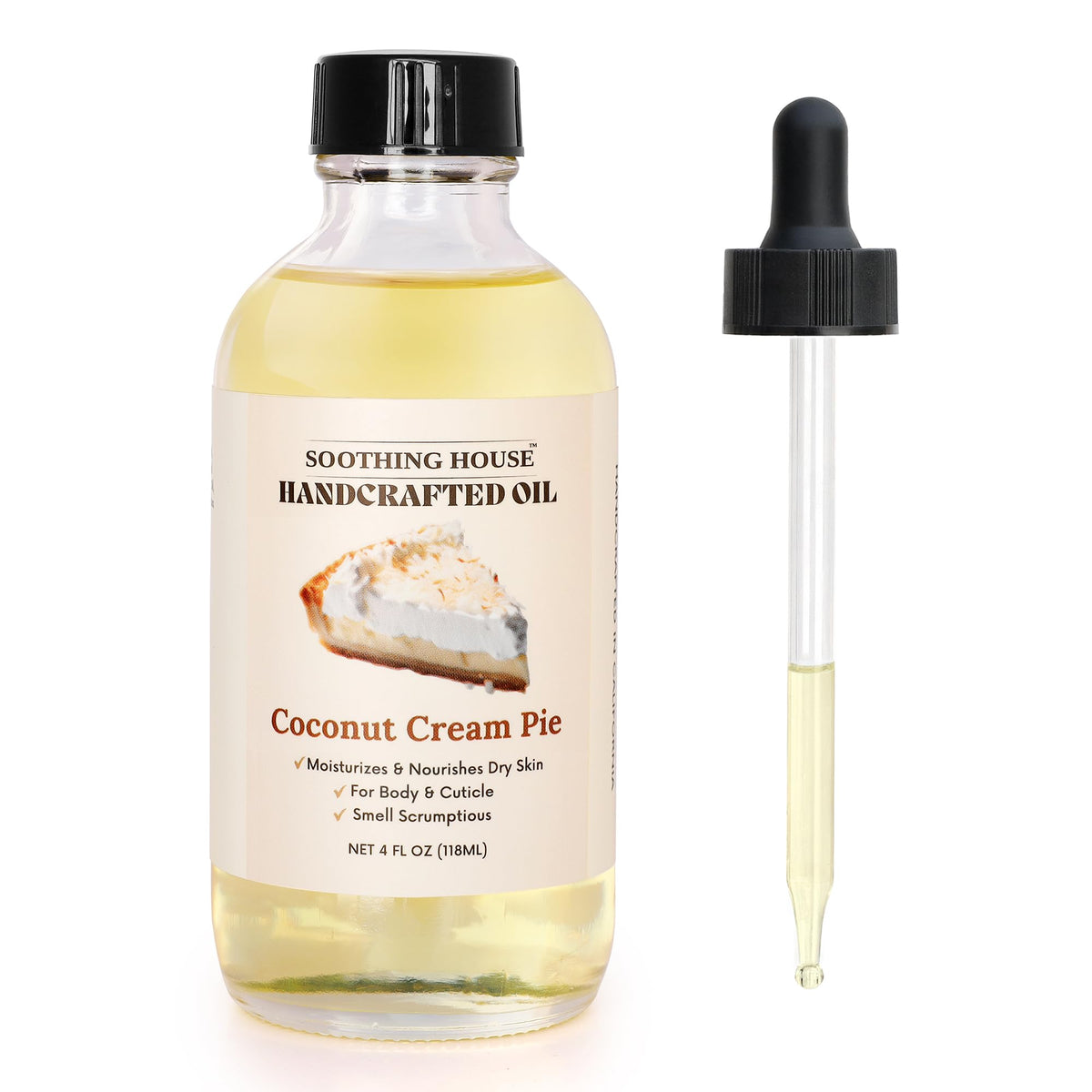 Soothing House front packaging showing the coconut creme pie body oil benefits