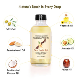 Soothing House bottle next to coin showing 4 fl oz size and travel-friendly benefit