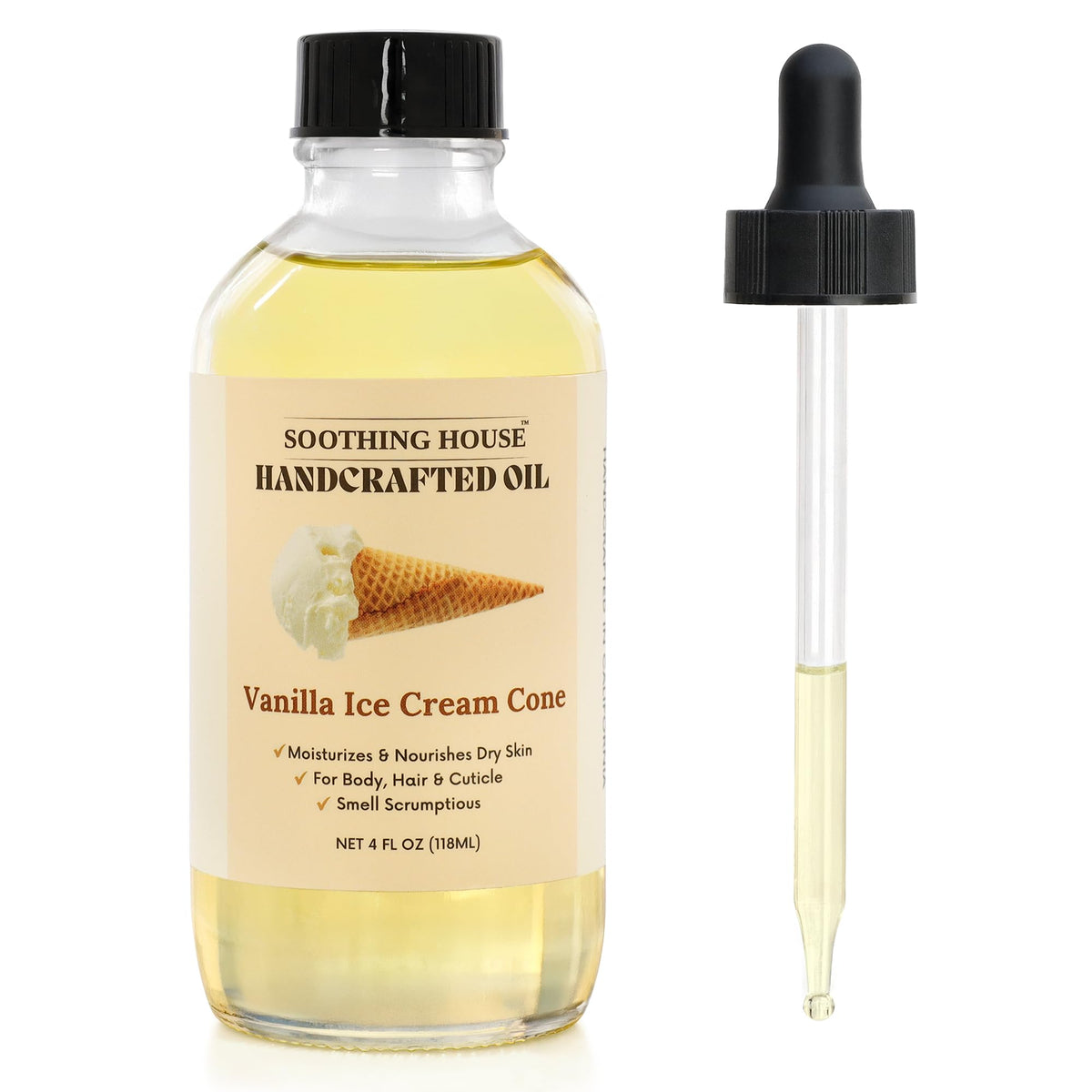 Soothing House front bottle shot showcasing vanilla oil and convenient packaging