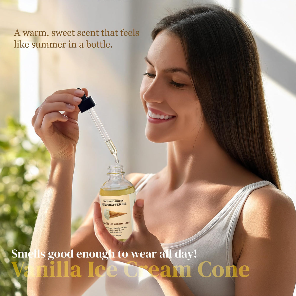 Soothing House oil pouring texture close-up demonstrating lightweight absorption