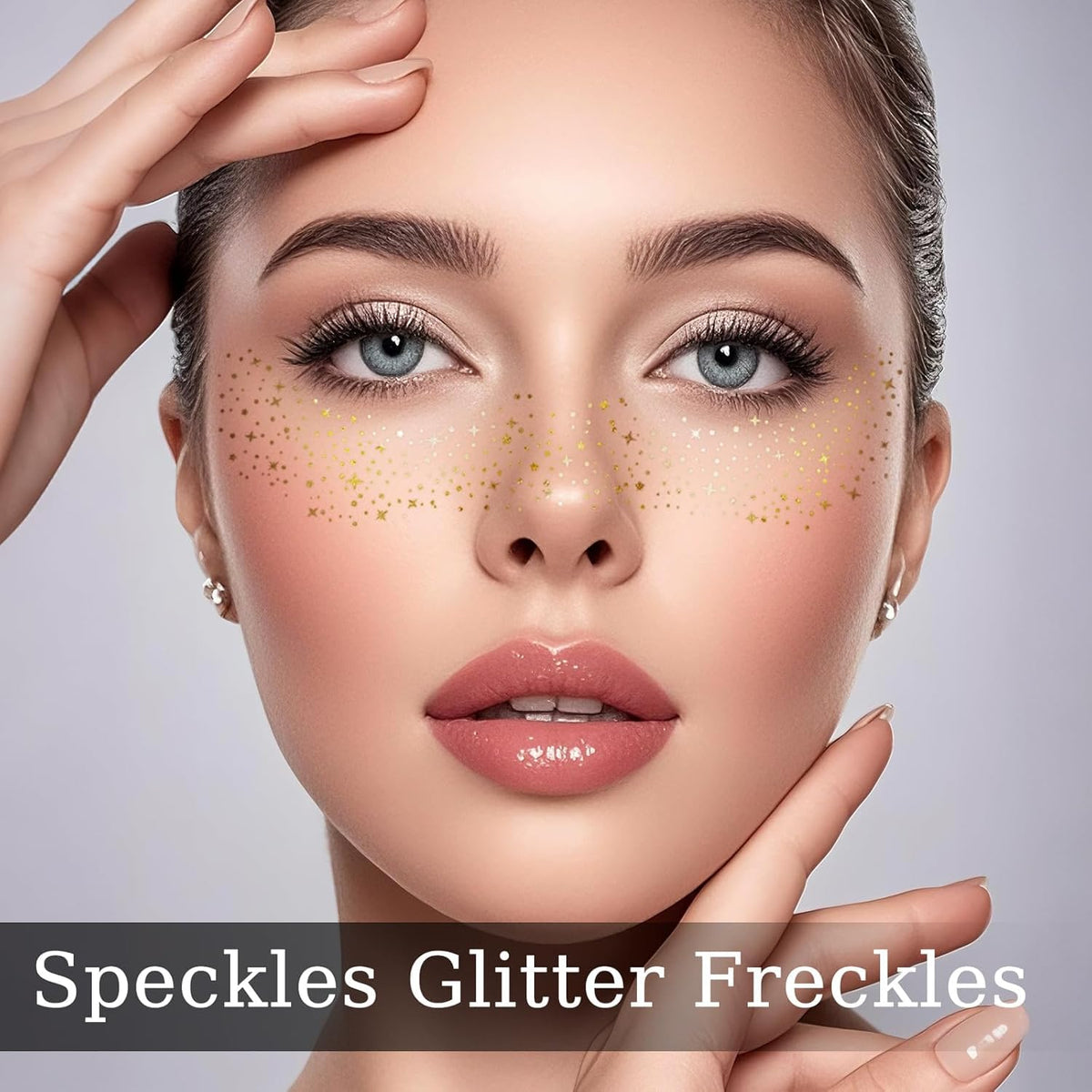 SOOVSY applied on cheek demonstrating long-lasting festival sparkle