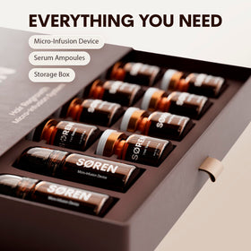 SØREN serum texture on finger showing lightweight non-greasy absorption