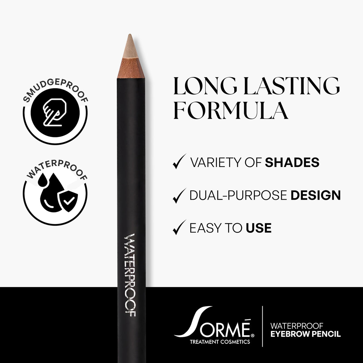 SORMÉ pencil held in hand showing compact travel-friendly size