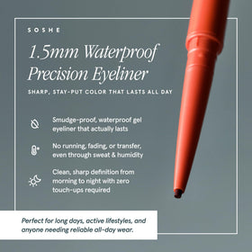 SOSHE gel swipe showing deep plum pigment and smooth, buildable color payoff