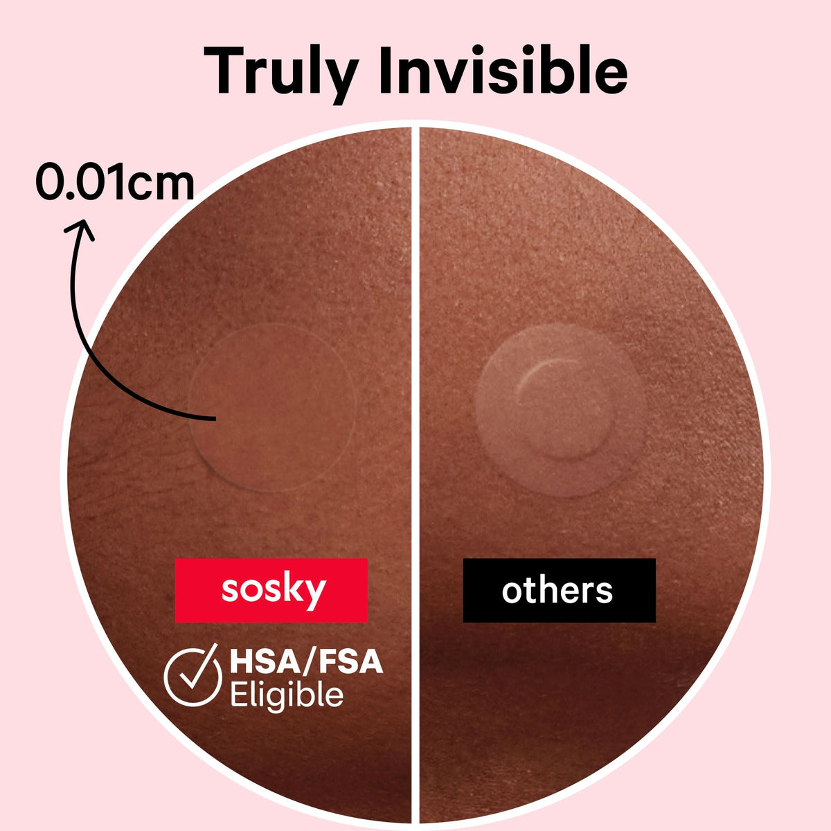 Sosky close-up of ultra-thin patch texture highlighting matte invisible finish